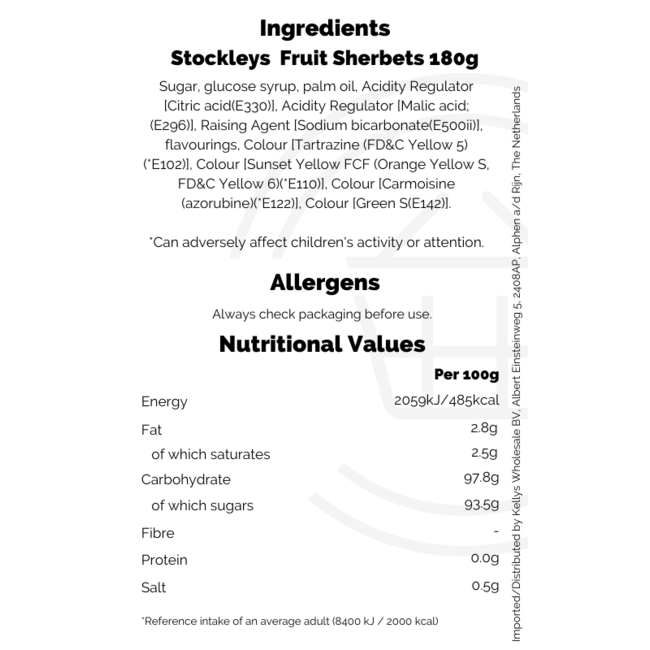 Stockley's Fruit Sherbets 180g