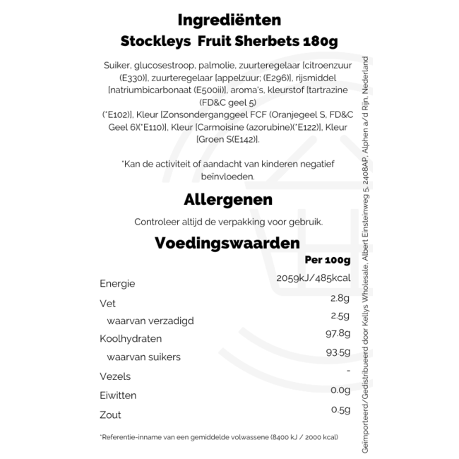 Stockley's Fruit Sherbets 180g