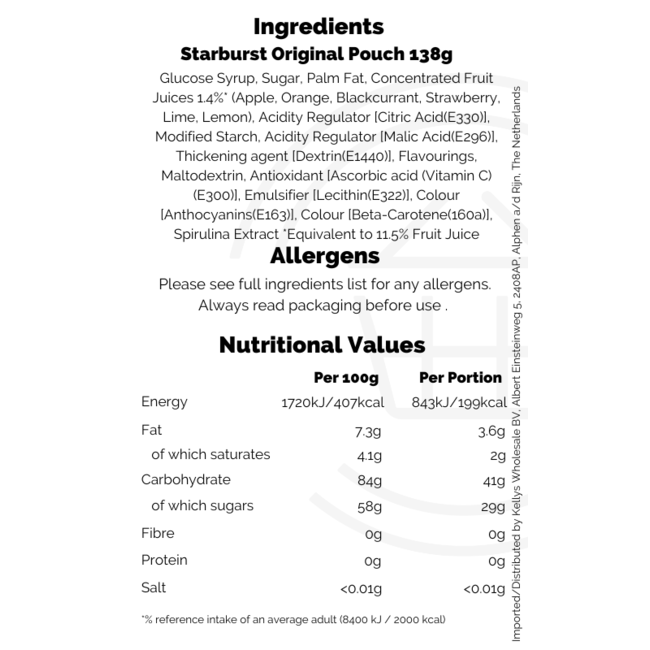 Starburst Original Pouch 138g