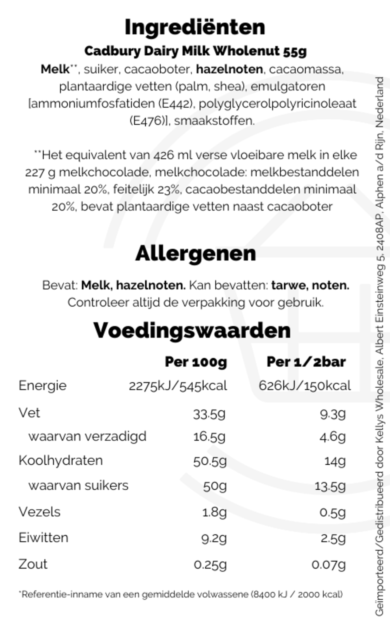 Cadbury Dairy Milk Wholenut 55g Kellys Expat Shopping