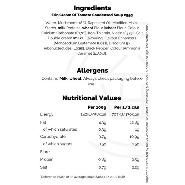 Erin Cream Of Mushroom Condensed Soup 295g