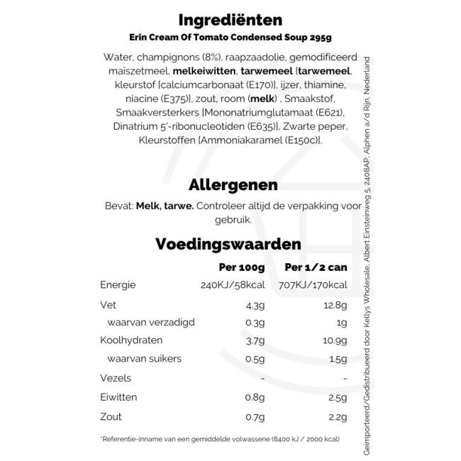 Erin Cream Of Mushroom Condensed Soup 295g