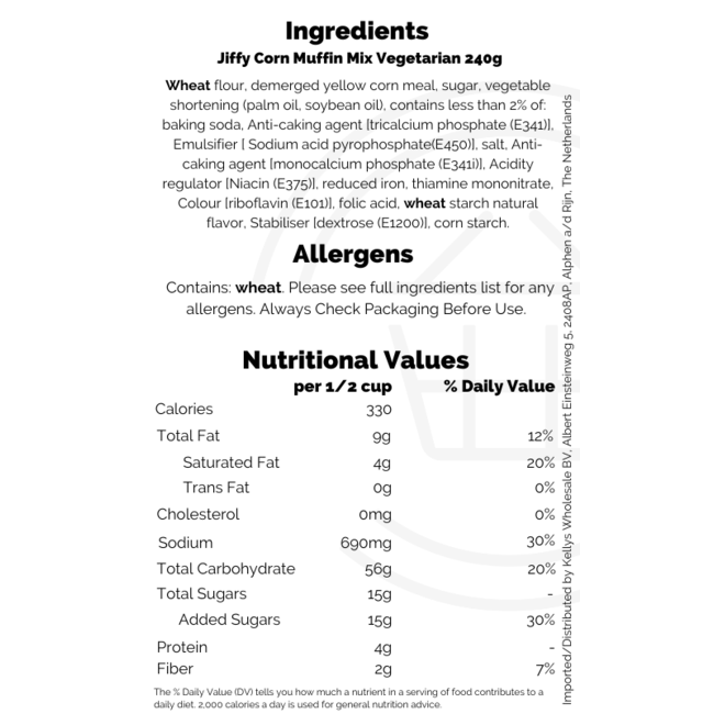 Jiffy Corn Muffin Mix Vegetarian 240g