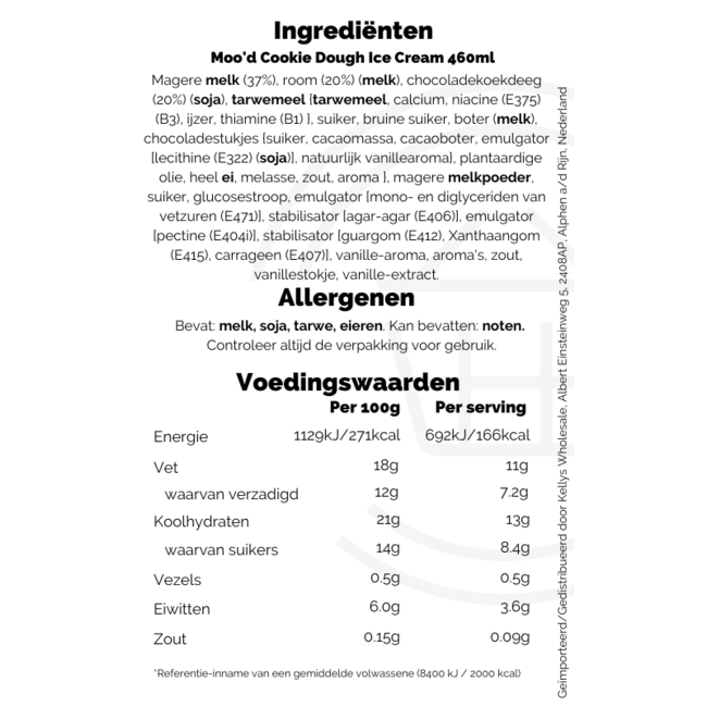 Moo'd Cookie Dough Ice Cream 460ml