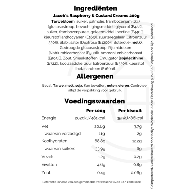 Jacob's Raspberry & Custard Creams 200g