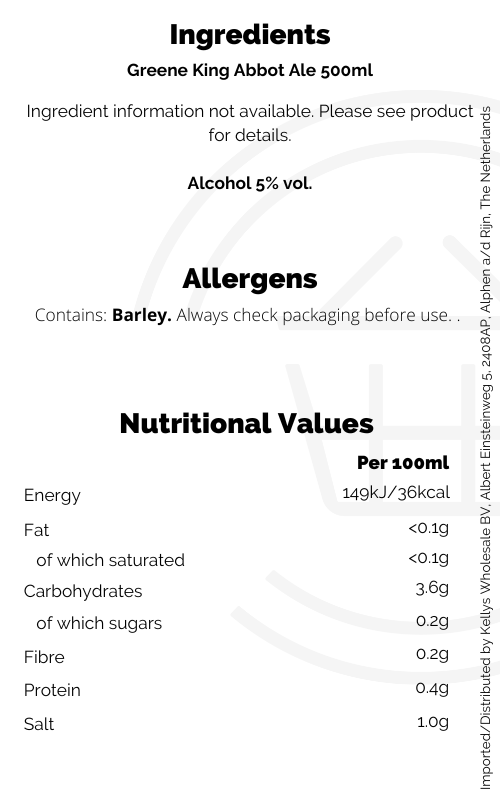 Greene King Abbot Ale 500ml British Beer & Cider Kellys Expat Shopping