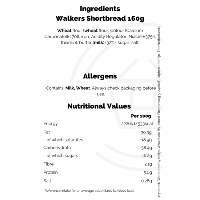 Walker's Pure Butter Shortbread 160g