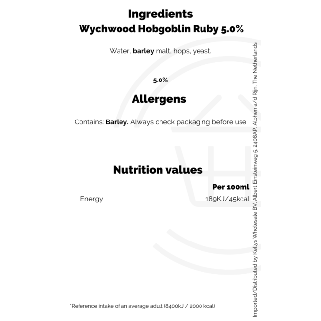 Wychwood Brewery Hobgoblin Ruby Beer 500ml