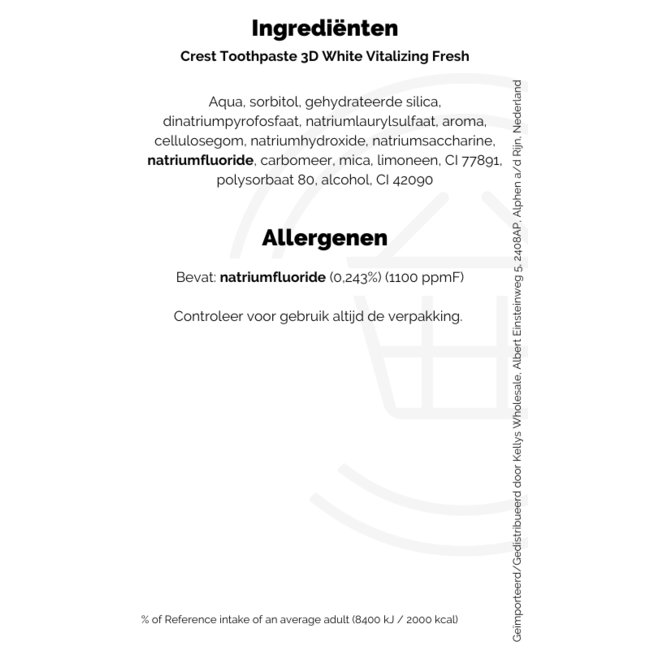 Crest Toothpaste 3D White Vitalizing Fresh 75ml