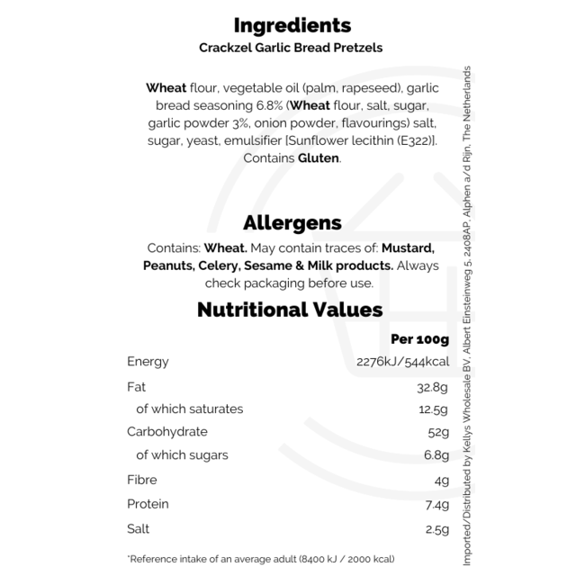 Crackzel Garlic Bread Pretzels 85g | THT: 30-11-2025