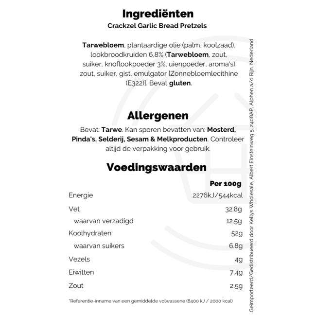 Crackzel Garlic Bread Pretzels 85g | BBD: 30-11-2025