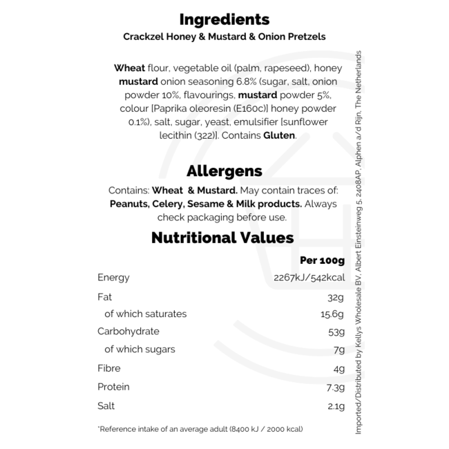 Crackzel Honey & Mustard & Onion Pretzels 85g