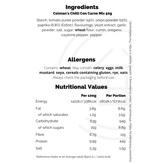 Colman's Chilli Con Carne Mix 50g – Fertigmischung