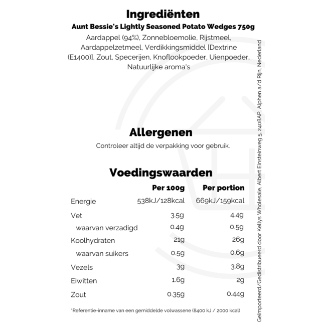 Aunt Bessie's Lightly Seasoned Potato Wedges 750g