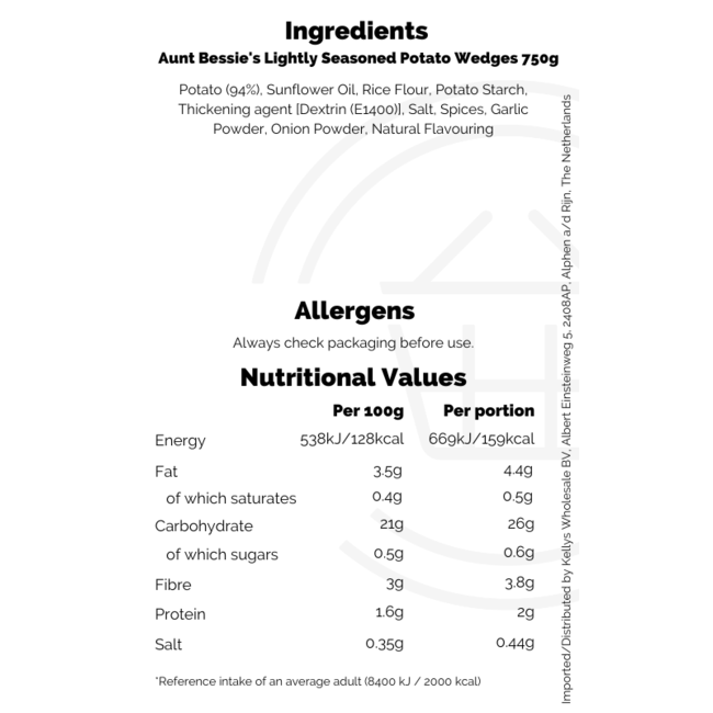 Aunt Bessie's Lightly Seasoned Potato Wedges 750g