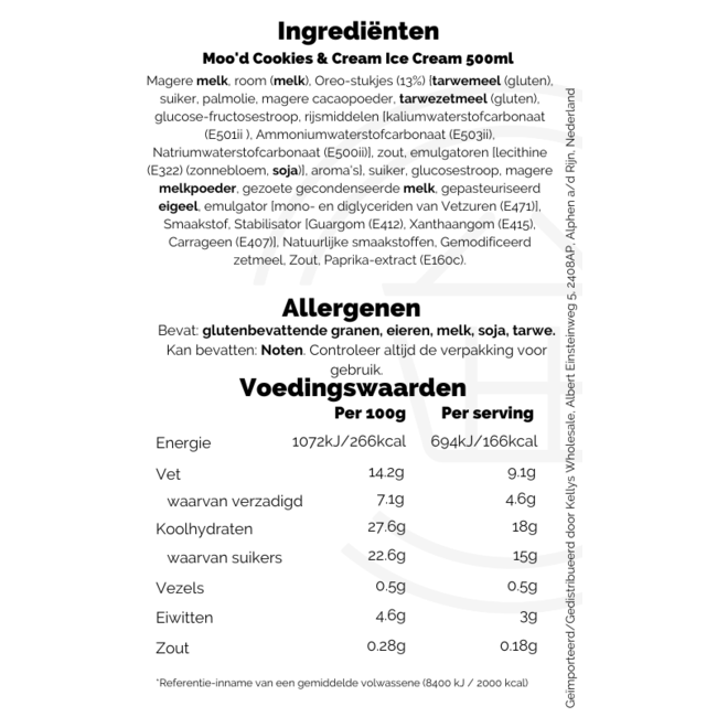 Moo'd Cookies & Cream Ice Cream 500ml