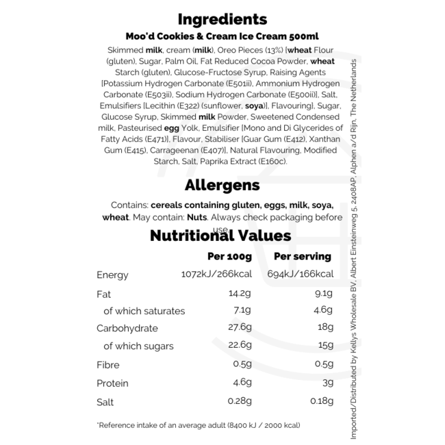 Moo'd Cookies & Cream Ice Cream 500ml