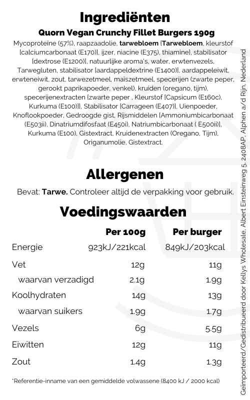 Quorn Vegan Crunchy Fillet Burgers 190g - Kellys Expat Shopping