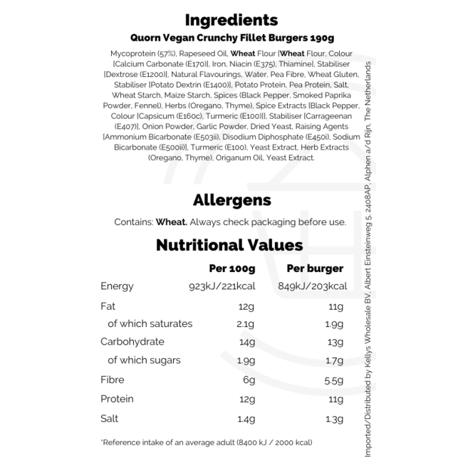 Quorn Vegan Crunchy Fillet Burgers 190g – Tiefkühl-Veggieprodukt