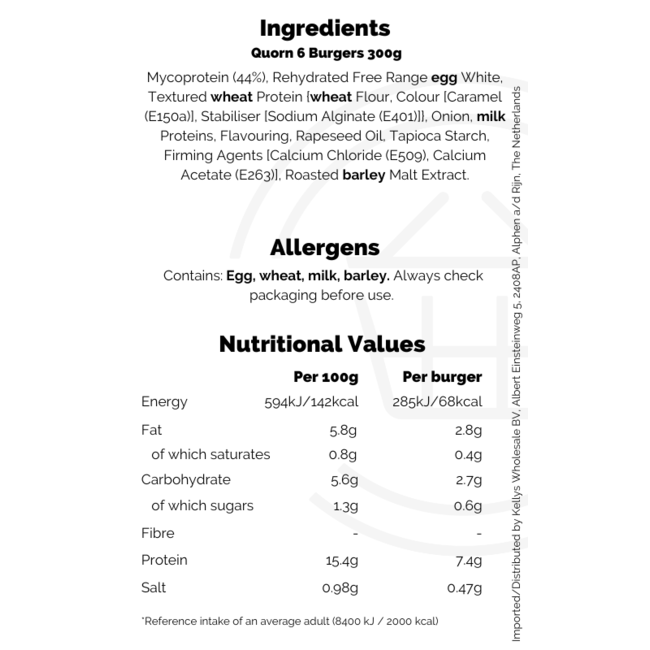 Quorn 6 Burgers 300g