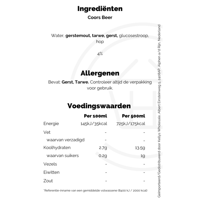 Coors Coors Beer 4x500ml Cans