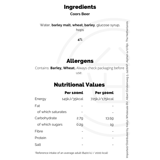 Coors Coors Beer 4x500ml Cans
