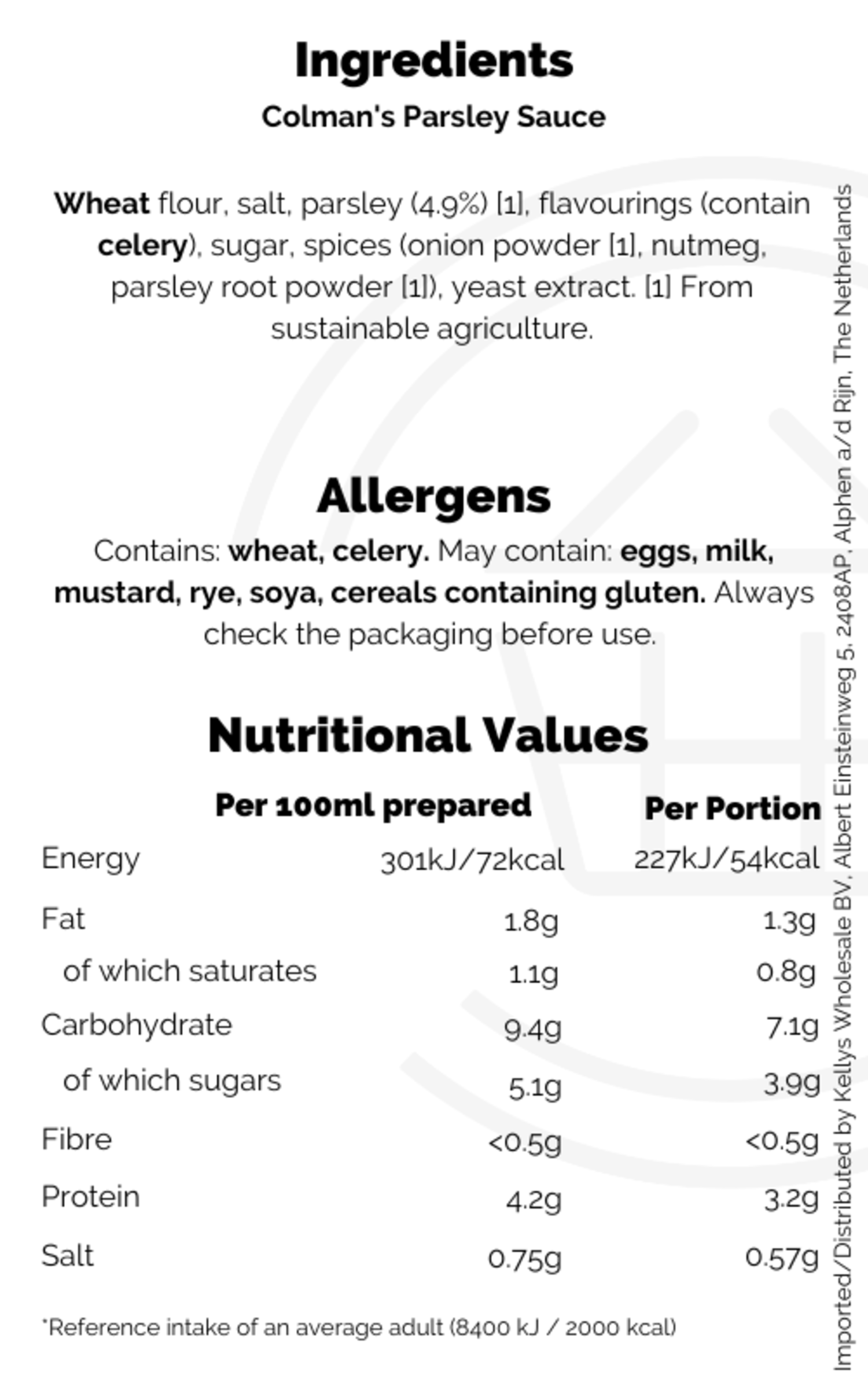 Colman's Parsley Sauce Mix 20g Sauces Kellys Expat Shopping