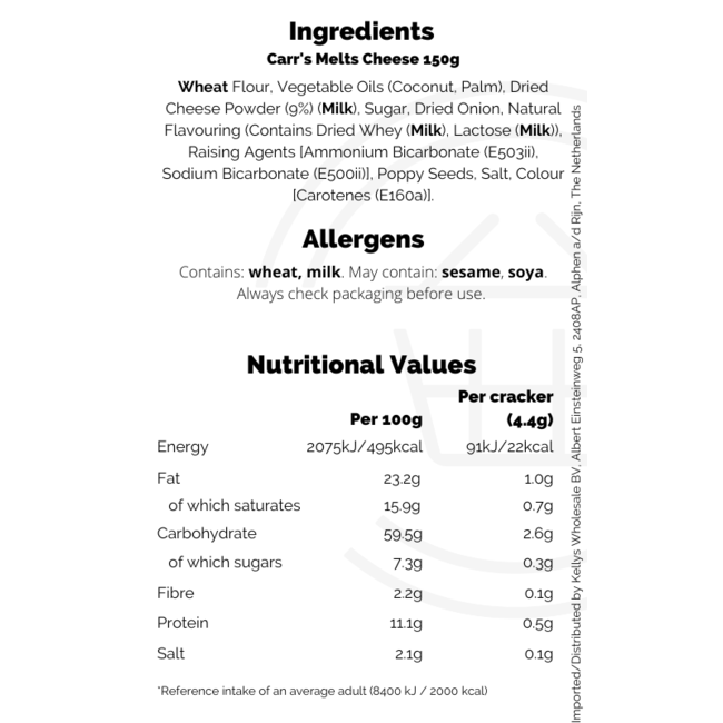 Carr's Melts Cheese 150g