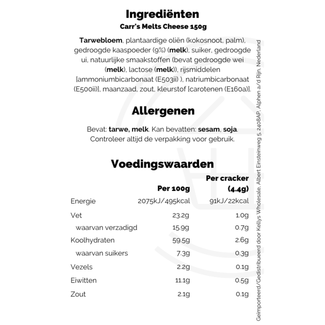 Carr's Melts Cheese 150g