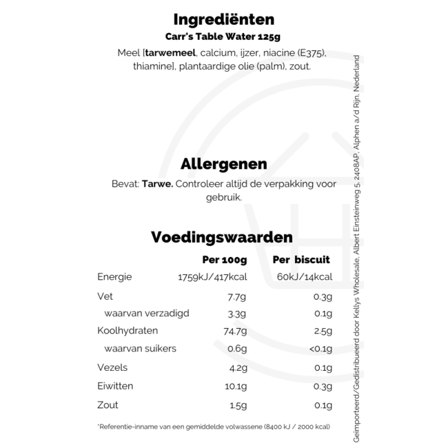 Carr's Table Water 125g
