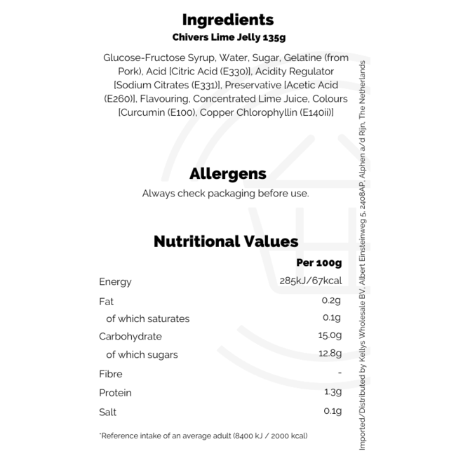 Chivers Lime Jelly 135g