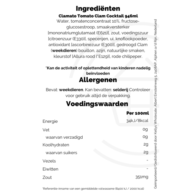 Clamato Tomato Clam Cocktail 946ml