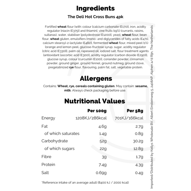 The Deli 4 Hot Cross Buns 250g THT 04.04.2026