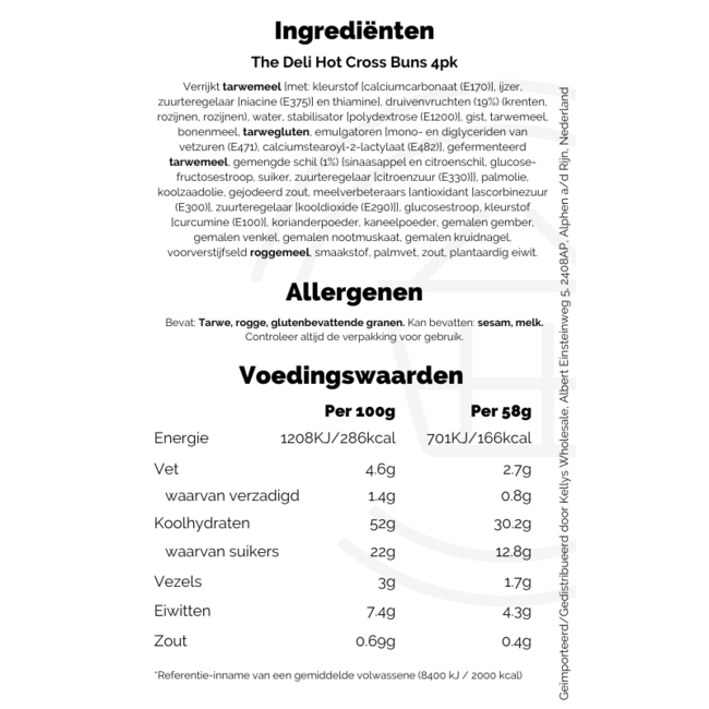 The Deli 4 Hot Cross Buns 250g THT 04.04.2026
