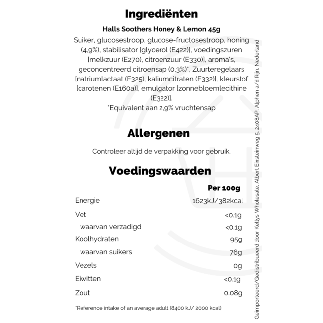 Halls Soothers Honey & Lemon 45g