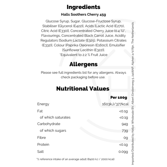 Halls Soothers Cherry 10s