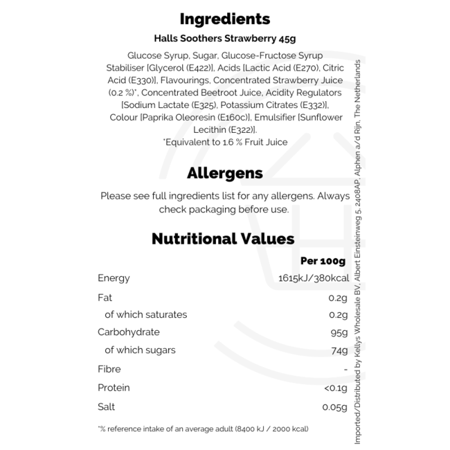 Halls Soothers Strawberry 45g