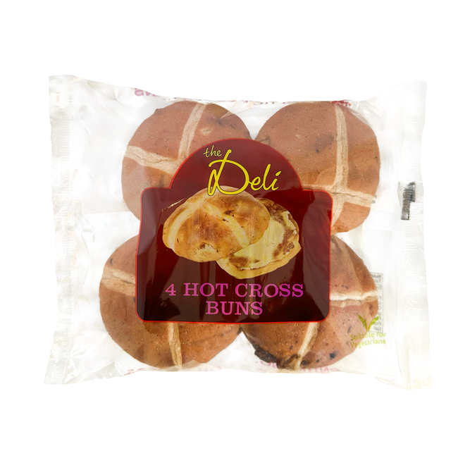 The Deli 4 Hot Cross Buns 250g THT 04.04.2026