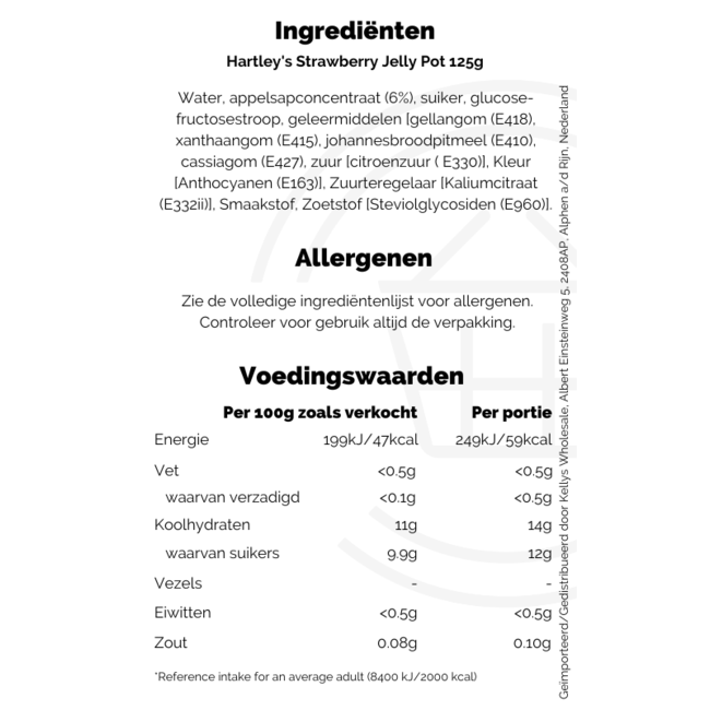 Hartleys Strawberry Jelly Pot 125g THT: 31-12-2025