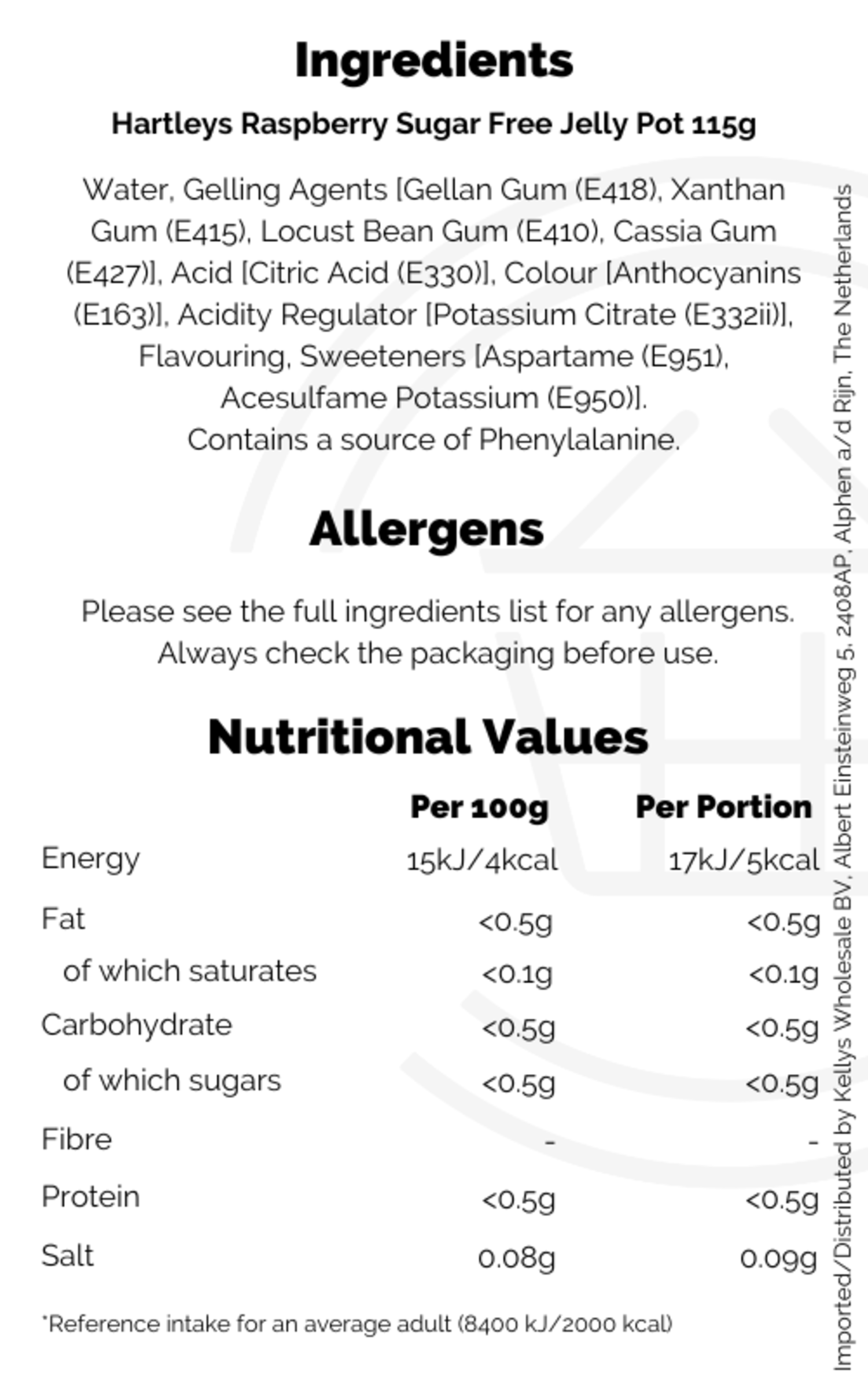 Hartley's No Sugar Raspberry Jelly Pot Kellys Expat Shopping Kellys
