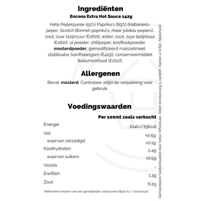 Encona Extra Hot Sauce 142g