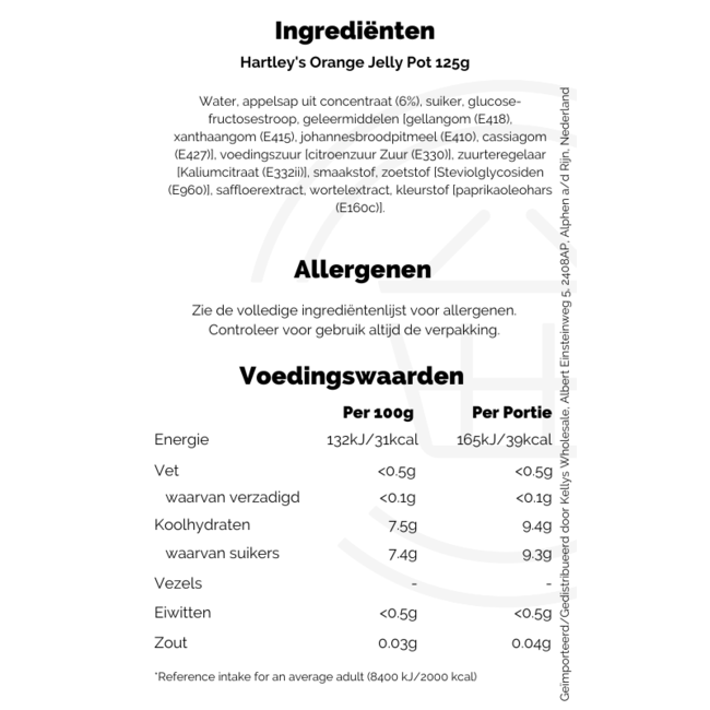 Hartleys Orange Jelly Pot 125g