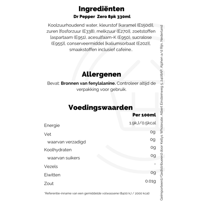 Dr Pepper  Zero 8pk 330ml