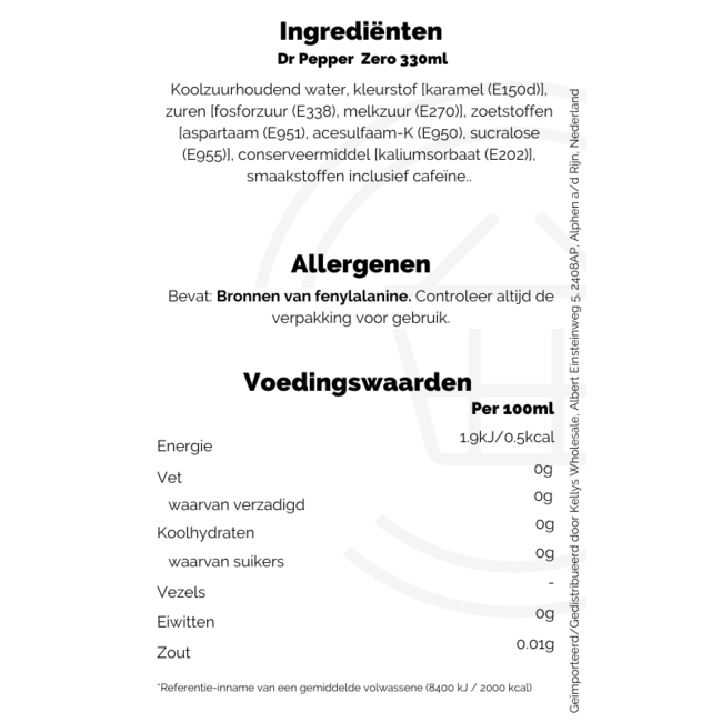 Dr Pepper  Zero 330ml