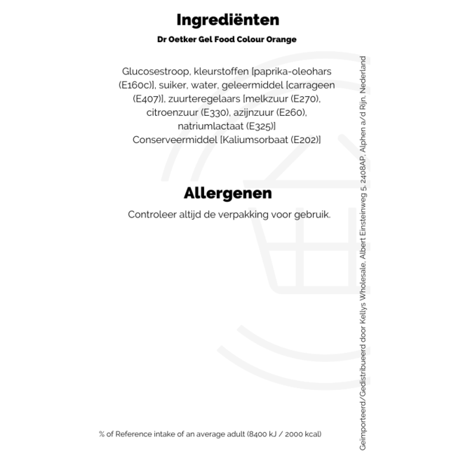 Dr. Oetker Gel Food Colour Orange 15g THT: 31-12-2025