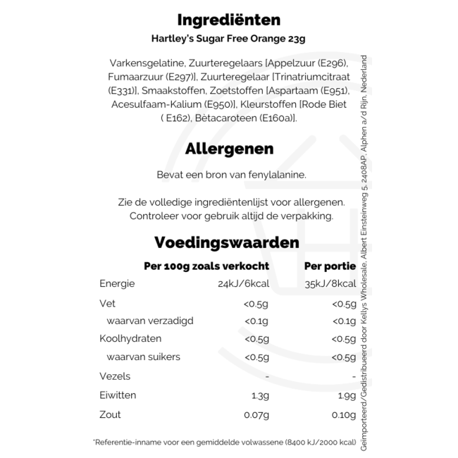 Hartleys Sugar-Free Jelly Orange 23g