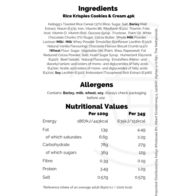 Rice Krispies Cookies & Cream Squares 4pk