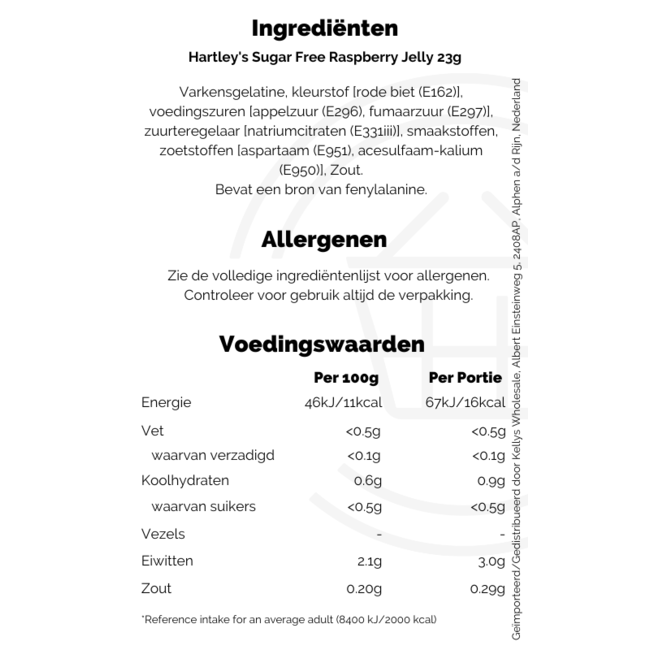 Hartleys Sugar Free Raspberry Jelly 23g