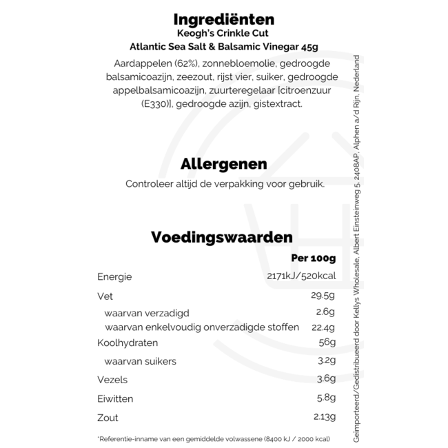 Keoghs Crinkle Atlantic Sea Salt & Balsamic Vinegar 45g BBD: 06-11-2025