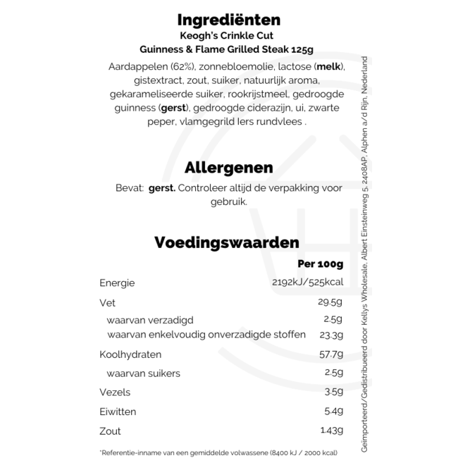 Keogh's Crinkle Guinness & Flame Grilled Steak 125g